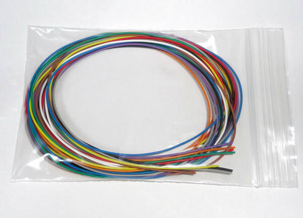 耐熱電子ワイヤー　1mX10色　導体外径0.54mm (AWG24相当) 0.2mm (7/0.18) 耐熱電線 電線 すずめっき 軟導線 φ０．１８ｍｍ×７ より線