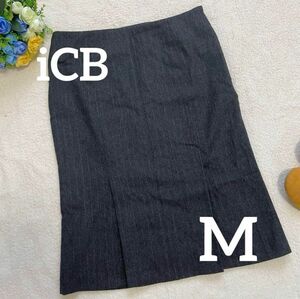 【iCB】オンワード樫山　9号 M カシミヤ　タイトスカート　日本製 ウール スカート 膝丈