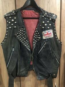 Vintage UK Leather VEST Rockers レザーベスト トライアンフ　