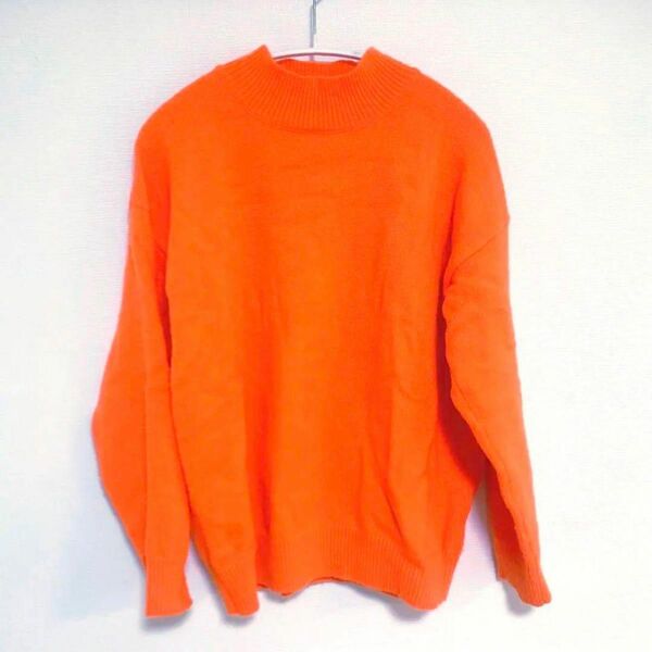 SHEIN 蛍光オレンジ ビビッドカラー ソリッド ラグラン スリーブ セーター