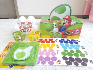 * new goods beautiful goods sa-ti one × super Mario yosi-. tamago set BOX seal cup & eko-bag & double cup & booklet 17 point not for sale rare limited amount *