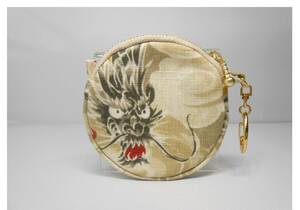  archery rental mi. motif. pouch beige ground . dragon pattern hand made goods 