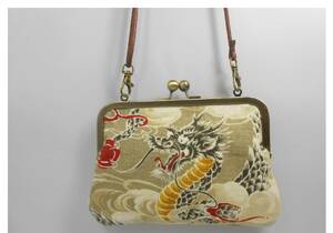  archery multi bulrush . pouch horizontal beige ground . dragon pattern hand made goods 