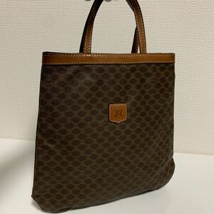 美品　CELINE セリーヌ マカダム ハンドバッグ　トートバッグ　ブラウン レザー 