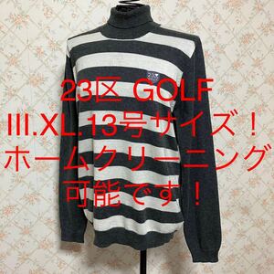 ★23区 GOLF/23区ゴルフ★極美品★大きいサイズ！長袖ボーダーセーター.ゴルフウェアⅢ(XL.13号)