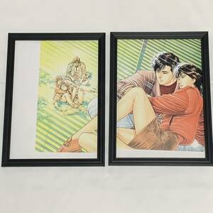 CITY HUNTER イラスト 2枚組 額装品 A4サイズ ポスター風 インテリア 北条司 シティーハンター 冴羽 槇村香 01