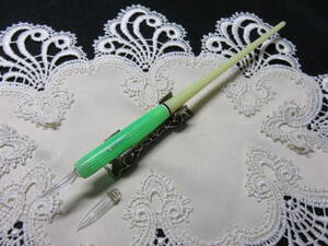 プラ軸再加工品　ネジ式ペン先交換可　グリーンライン　FIRST社軸　ミツカンガラスペン(ササ１本）（カブラ１本）