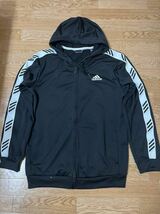 アディダス adidas バスケットボール　ジャージ　パーカー　フーディー　2xo 3xl 4l climalite 黒　ブラック　ジップ　大きいサイズ ビッグ_画像1