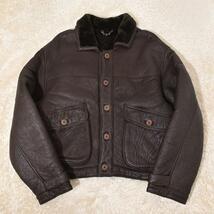 1999s TEODEM / ORIGINAL SHEARLING 羊革 シアリング Wフェイス ムートンボンバージャケット クロップド 短丈 L 茶 ムートンコート_画像1