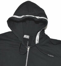 ディーゼル DIESEL フード ロゴ テープ フルジップ パーカー ブランド メンズ 2XL USED 美品 DSSE8MEEAL 定価 \17,380 正規品 XL 2L XXL_画像3