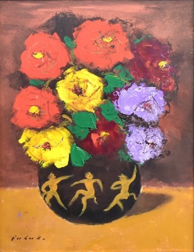 Ichiro Fukuzawa Flowers Oil Painting 6F Common Seal ◆Received the Order of Culture [Masamitsu Gallery] One of the largest art galleries in Tokyo 53rd anniversary of founding*, painting, oil painting, still life painting