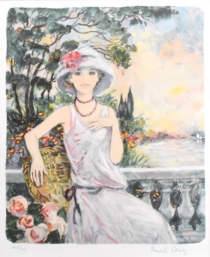 一位受欢迎的法国画家, 用流动的笔触描绘年轻女孩和妇女, 温柔的笔触。 Bernard Chaloy 版画《Victoire》[精工画廊], 艺术品, 印刷, 光刻, 石版画
