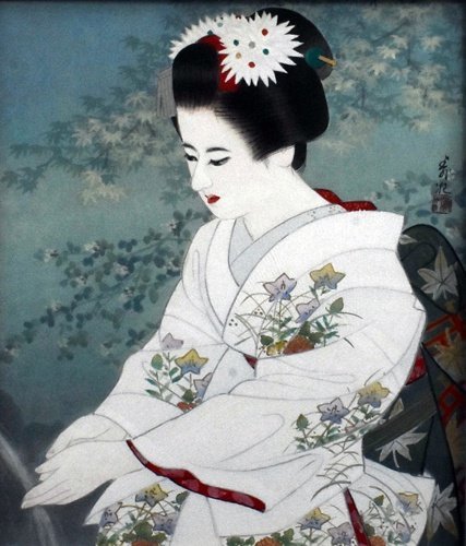 Es un pintor de mujeres hermosas al estilo de la escuela Utagawa. Miyashita Toshinori, No. 10 Shimizu [Galería Masami, 5, 000 piezas en exhibición]*, Cuadro, pintura japonesa, persona, Bodhisattva