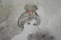 【真作】【正光画廊】シャロワ 「女性像」 流れるようなやさしい筆捌きで人少女や女性像を描くフランス人画家です 水彩画 創業1972年*_画像1