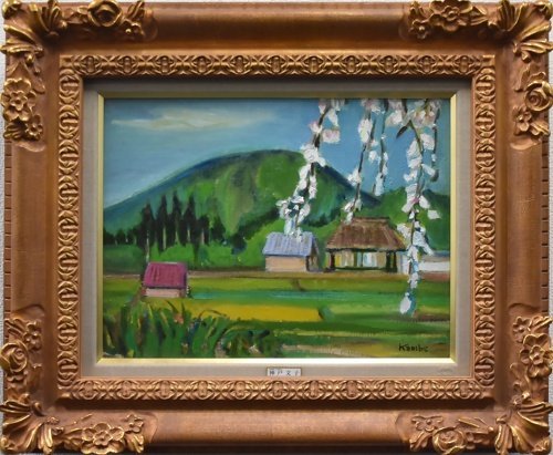 [Authentic] Fumiko Kobe Mt. Ontake, Spring on the Hanshu Road Oil painting, size 6 *Frame included, Nitten Special Selection/Kofukai Award/Women's Artists Association Award [Seiko Gallery], Painting, Oil painting, Nature, Landscape painting