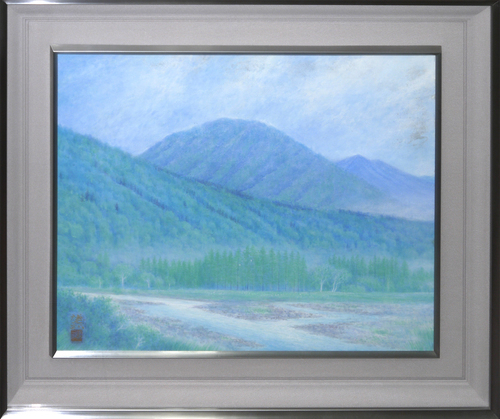 Un cuadro de paisaje de montaña en colores tranquilos. ¡Trabajo recomendado! Pintura japonesa de Kenjiro Fukuda., Kaze Hikaru No. 10 [Galería Seiko], Cuadro, Pintura al óleo, Naturaleza, Pintura de paisaje