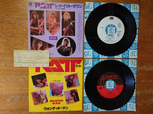 RATT ラット 3点set/1986年来日コンサート半券＆国内シングル盤2枚「ウォンテッド・マン」「レイ・イット・ダウン(白ラベ/見本盤 7inch)」