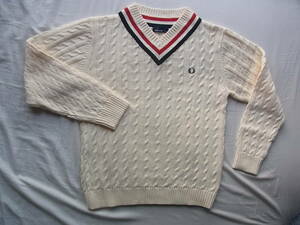 FRED PERRY Fred Perry cotton 100% Chill ten sweater size M eggshell white base 