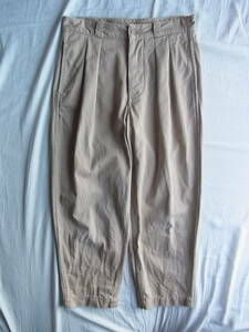 Orcivalo-si bar French military ti teal 2 pleat tapered Silhouette chino pants size 3 made in Japan beige group 