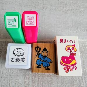 新品・未使用品 KODOMO NO KAO こどものかお スタンプ 5個セット ミニグラフィック浸透印 オフィス タイニー スケジュールの画像1