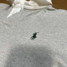 POLO RALPH LAUREN ラルフローレン ポロ グレー 長袖 ラガーシャツ ラグビー シャツ ロゴ刺繍 パッチ付き L_画像5