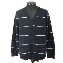 ユニオンステーション/UNION STATION/メンズビギ★ボーダー柄/長袖カーディガン【メンズM/紺×白/navy×white】Coat/Jacket/Jumper◆BH475_画像1