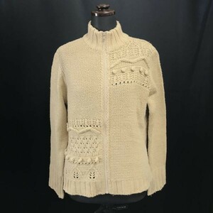 ルチアーノソプラーニ/LUCIANO SOPRANI★絹/シルク&アルパカ混/ジップアップセーター【40/レディースL/ベージュ/beige】Coat/Jacket◆BH487