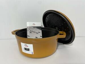 ストウブ（staub） ココット ラウンド 24㎝ 未使用美品　マスタード色　在庫6個あり