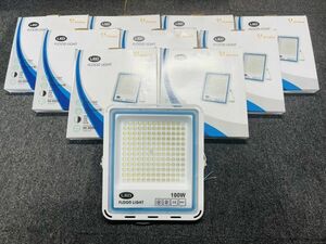 【送料無料】極薄型 LED投光器 100W 10個セット 広角120° 昼光色6000K 11000LM IP67 作業灯 駐車場灯 防水 屋外