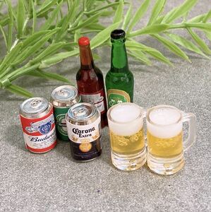 No.14 酒瓶ボトル 缶ビール、ビールジョッキ　計7個セット ミニチュア ドールハウス デコパーツ 