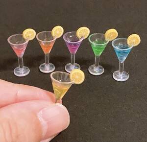  colorful cocktail juice manner drink 6 piece set doll house miniature 