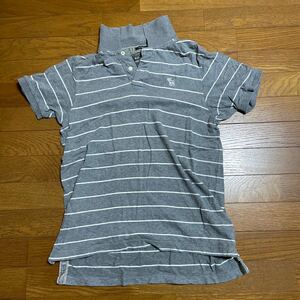 【中古】Abercrombie & Fitch（アバクロンビー&フィッチ）ヴィンテージ加工 ポロシャツ グレー ボーダー