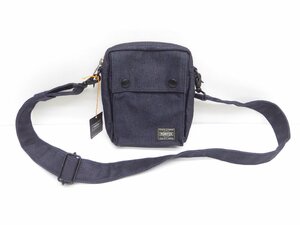 美品 PORTER ポーター SMOKY NAVY バーティカルショルダー 鞄 BAG △WB832