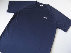 FILA フィラ サラサラ ストレッチ クールネック半袖Ｔシャツ　XL　濃紺