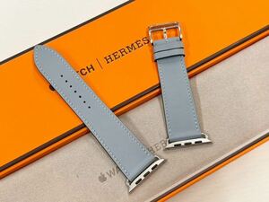 ☆希少 美品 即決 ブルーラン Apple watch HERMES エルメス シンプルトゥール レザーバンド 45mm 44mm 42mm アップルウォッチ 純正 557