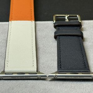 ☆即決 ほぼ未使用 Apple Watch HERMES ヴォー スウィフト インディゴ クレ オレンジ ドゥブルトゥール 41mm 40mm レザーバンド 172の画像6