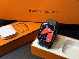 ☆即決 ケア+ Apple Watch series7 HERMES 45mm アップルウォッチ エルメス Cellular 黒 ブラックステンレス シリーズ7 047