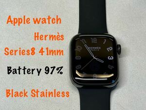 ☆即決 美品 バッテリー97％ Apple Watch series8 HERMES 41mm アップルウォッチ エルメス Cellular 黒 ブラックステンレス シリーズ8 138