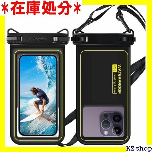 LILIYYA 防水ケース 水に浮く IP68認証 ク 風呂 プール 雨 潜水 スマホ用 防水バック ブラック 8