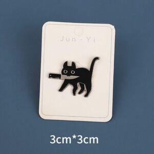 新品未使用　ピンバッジ　ブローチ　ねこ　黒猫　かわいい　アクセサリー