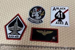4枚セット VFA-41 BlackAces F/A-18F ワッペン パッチ U.S.NAVY A-2/N-2B/N-3Bにどうぞ