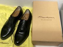 サントーニ　Santoni ビジネスシューズ レザー 黒 7 1/2サイズ　メンズ_画像1