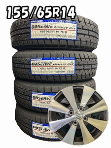 【セール品】2022年製155/65R14 75Q TOYO GIZ 新品 スタッドレス/中古 スズキ 純正 アルミホイール 4本【組み付け無料バランス込み】