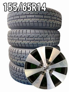 【セール品】2022年製 155/65R14 75Q TOYO GIZ 新品 スタッドレス/中古 スズキ 純正 アルミホイール 4本【組み付け無料バランス込み】