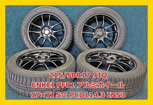 2020年製 215/50R17 91Q TOYO TRANPATH TX 中古 スタッドレス/ENKEI PF01 中古 アルミホイール付き 4本 5穴 PCD:114.3 IN:53