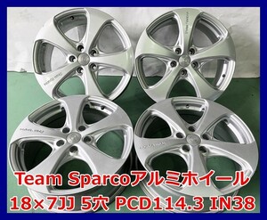 ★18インチ 社外 Team Sparco 中古 アルミホイール 4本 5穴 PCD114.3 IN38★