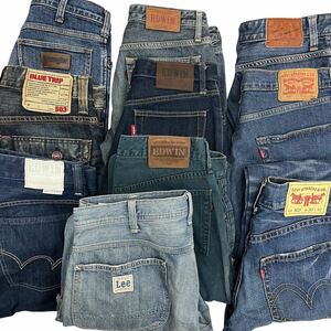 【人気デニムパンツまとめ売り10本】メンズ ジーンズ EDWIN×6 Wrangler×1 Lee×1 Levi’s×2 W28-33サイズアソート カラーアソート