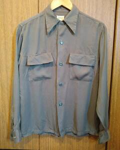 VINTAGE 60s ボックスShirt サイズ表記S グリーン ギャバシャツ