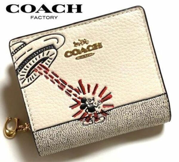 【新品・未使用】 COACH コーチ ディズニー コラボ 二つ折り財布