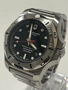 極上美品！ビクトリノックス　Victorinox Swiss Army INOX Black Dial Stainless Steel Men's Diver Watch 241781　QZモデル